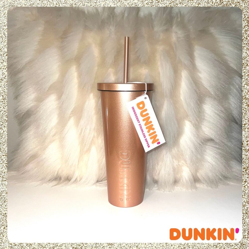 🍩 NWT Dunkin' Donuts Iridescent Champagne Gold 24oz SS Tumbler